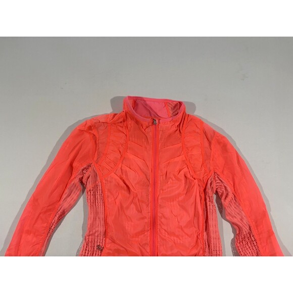 Lululemon Nothing to Hide Jacket Hot Orange Rain Jacket Zip Windbreaker Sz 6 - Picture 6 of 15